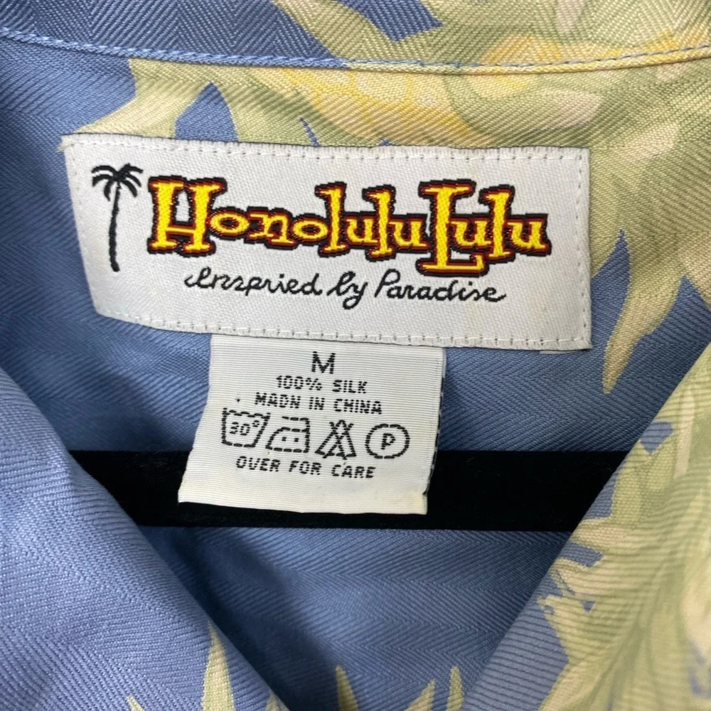 Vintage Silk Hawaiian‎ Honolulu Button Down Short Sleeve Summer Shirt Men Medium